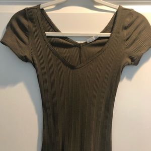 Free People Ribbed V Neck Top